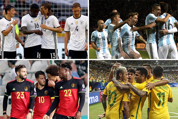تقدم منتخبا المانيا بطل العالم والبرازيل الى المركزين الثاني والثالث فيما احتفظت الأرجنتين بصدارة الترتيب
