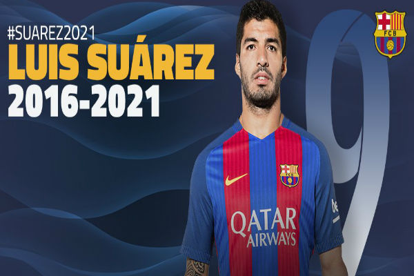 سواريز يمدد عقده مع برشلونة حتى 2021 والتوقيع الجمعة