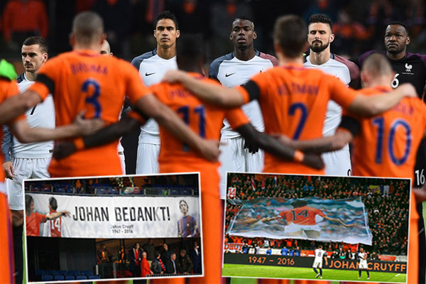 إيقاف ودية هولندا وفرنسا في الدقيقة الـ14 تكريماً لكرويف