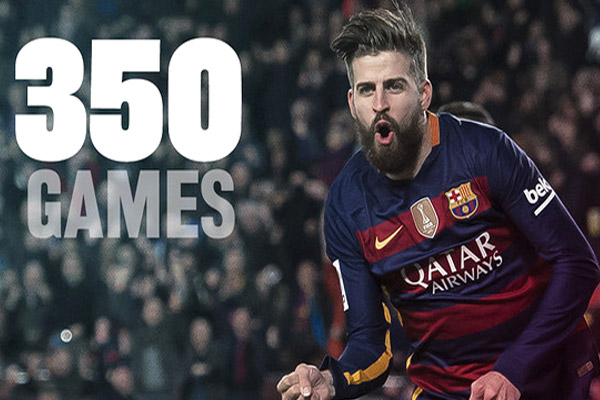 المدافع الإسباني جيرارد بيكيه لعب مباراته رقم 350 بقميص برشلونة