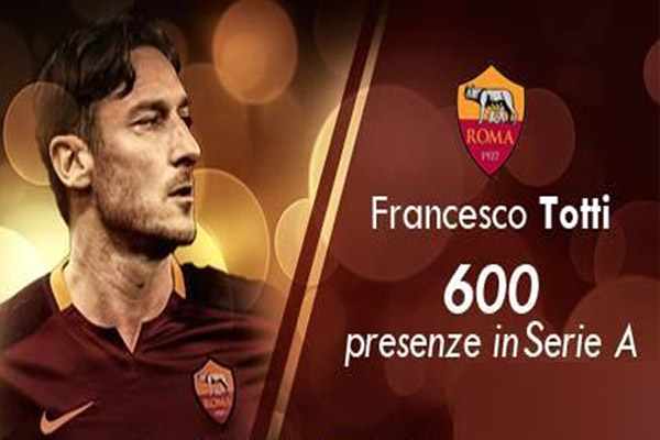 توتي اللاعب الثالث الذي يصل إلى 600 مباراة في بطولة الدوري الإيطالي