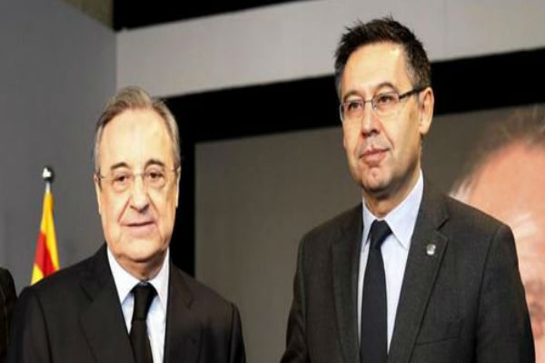 رئيسا برشلونة وريال مدريد جوسيب بارتوميو وفلورنتينو بيريز