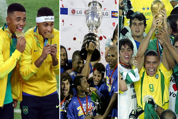 انضم المنتخب البرازيلي إلى لائحة المنتخبات التي نجحت في التتويج بألقاب البطولات الثلاث الكبرى