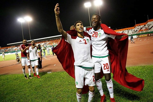 فرحة لاعبي المنتخب المغربي بالتأهل إلى مونديال روسيا