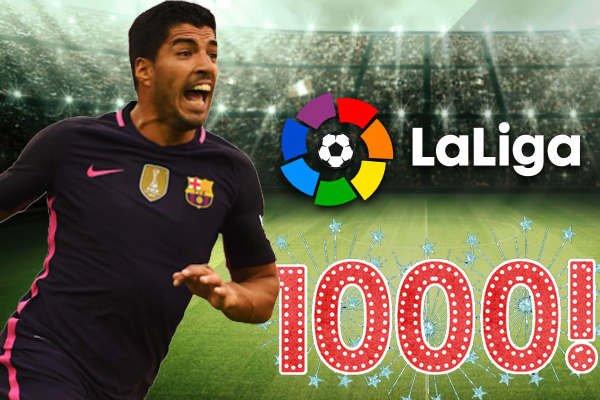 رفع الأوروغوياني لويس سواريز مهاجم نادي برشلونة السقف التهديفي إلى 1000 هدف في بطولة الدوري الإسباني