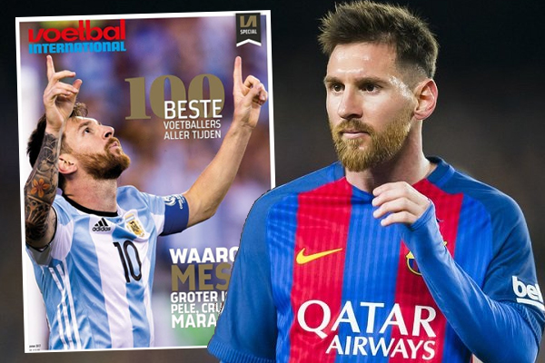  تصدر المهاجم الأرجنتيني ليونيل ميسي هداف نادي برشلونة الإسباني والعالم قائمة أفضل 100 لاعب في تاريخ كرة القدم