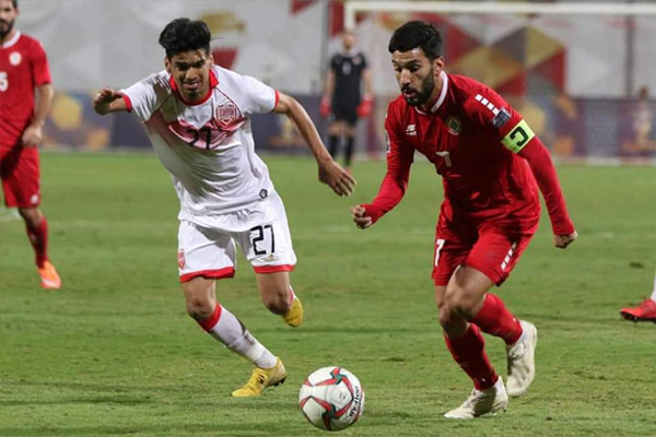 فاز المنتخب البحريني لكرة القدم على ضيفه اللبناني الخميس بهدف دون رد 