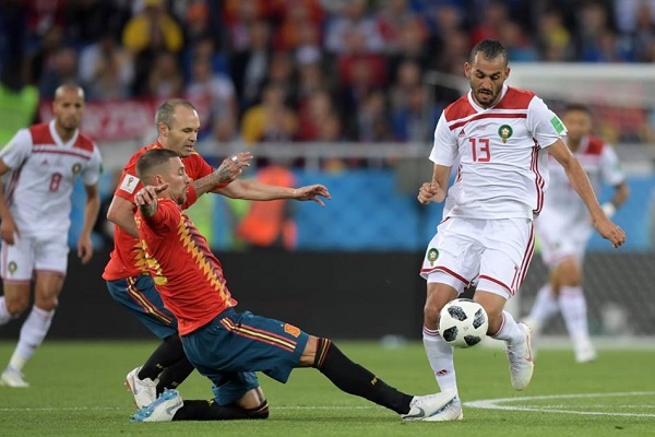 من لقاء المغرب وإسبانيا في كأس العالم