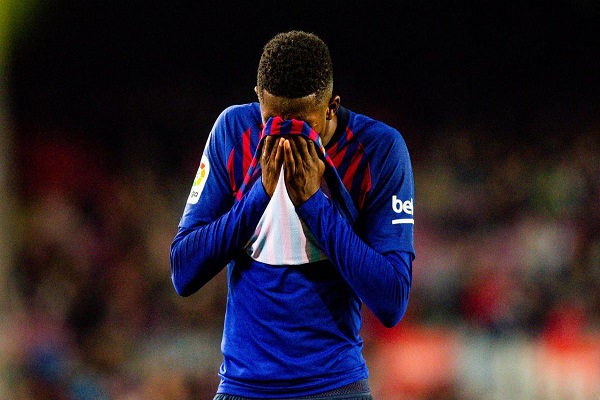 ديمبيلي يغيب عن برشلونة لمدة أسبوعين بسبب التواء في الكاحل