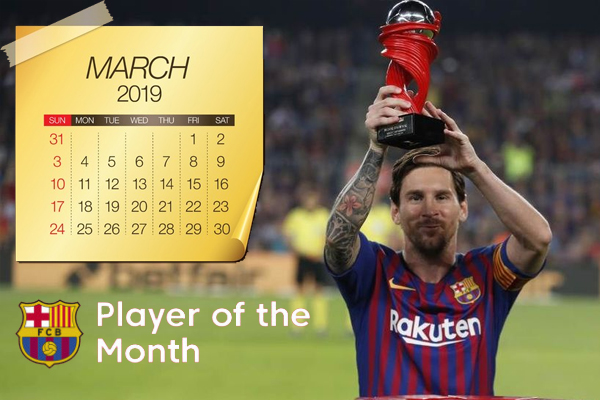 اصبح ميسي ثاني أكثر اللاعبين تتويجاً بجائزة لاعب الشهر في البطولة بواقع خمس مرات