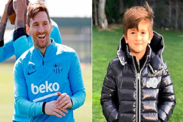 ليونيل ميسي مهاجم برشلونة أكد أن ابنه البكر تياغو يحتفل بالأهداف التي يسجلها ريال مدريد