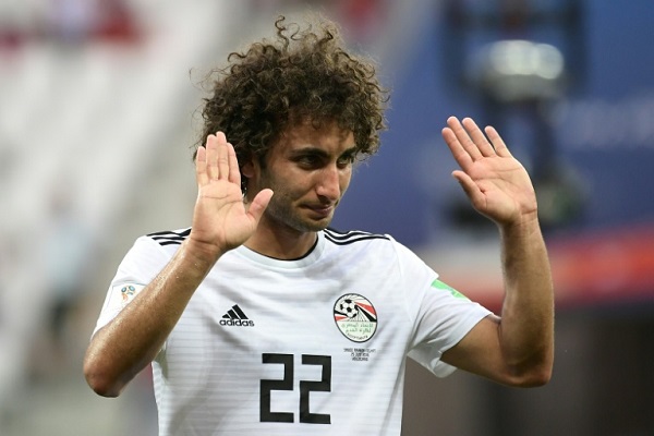 عمرو وردة في صورة له خلال مباراة المنتخبين المصري والسعودي في مونديال روسيا