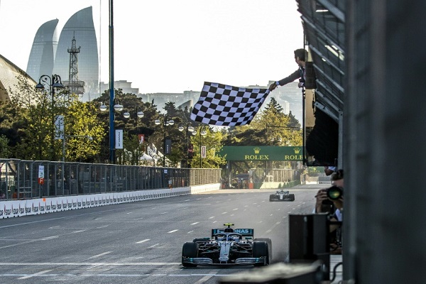لقطة من سباق جائزة أذربيجان الكبرى للفورمولا واحد في 28 نيسان/أبريل 2019.