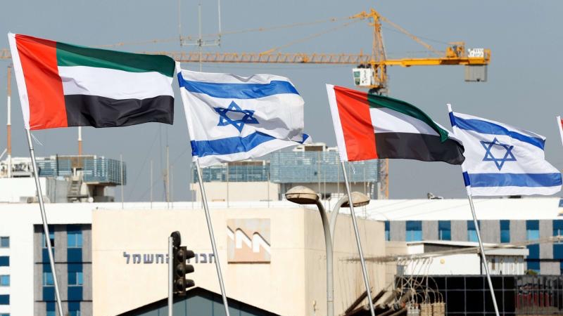 أعلام دولة الإمارات العربية المتحدة وإسرائيل في نتانيا