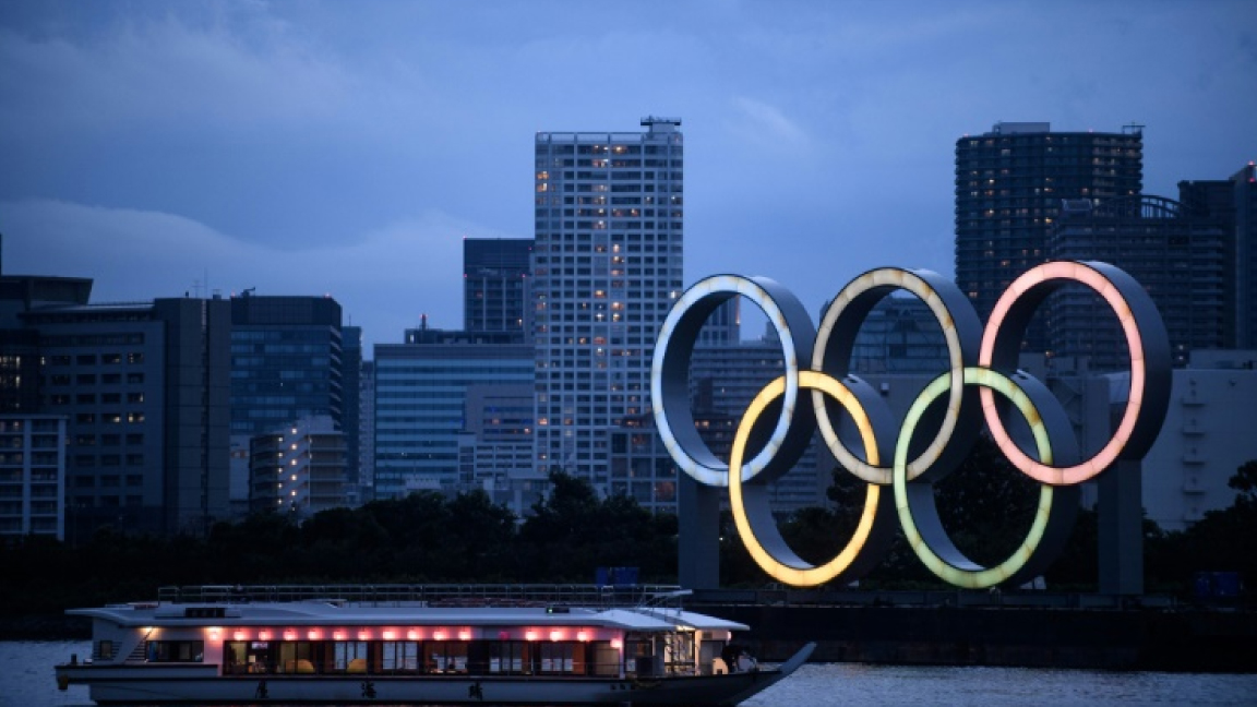 صورة للحلقات الاولمبية في طوكيو في 12 يوليو 2020