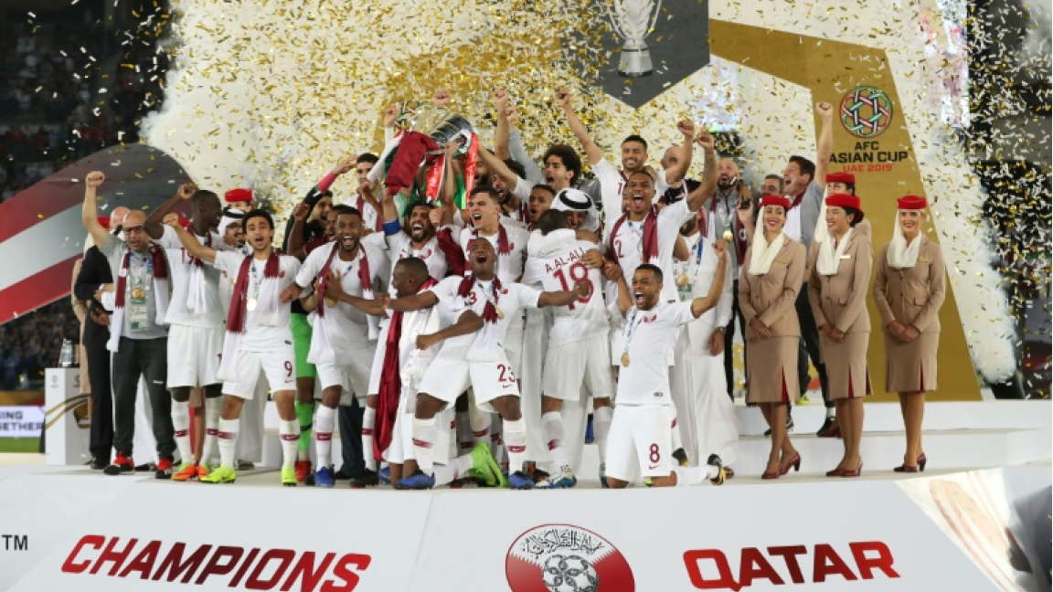 لاعبو قطر يحتفلون باحراز لقب كأس آسيا 2019