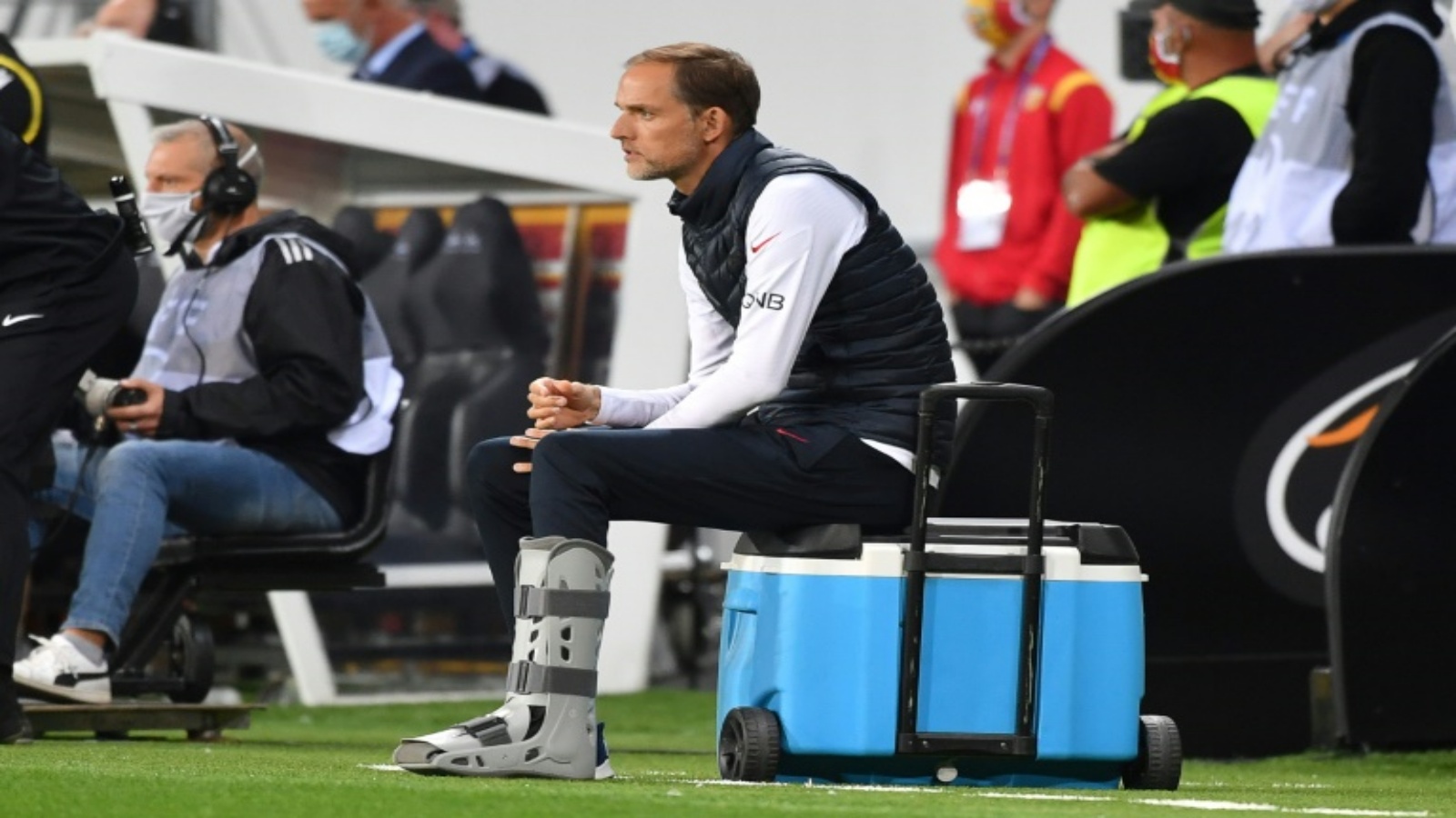 المدرب الألماني لباريس سان جرمان توماس توخل خلال المباراة ضد لنس في الدوري الفرنسي لكرة القدم، لنس، شمال فرنسا في 10 أيلول/سبتمبر 2020