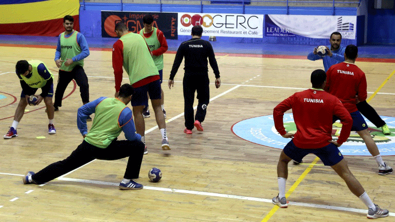 المنتخب التونسي لكرة اليد خلال حصة تدريبية في 14 كانون الأول/ديسمبر 2020