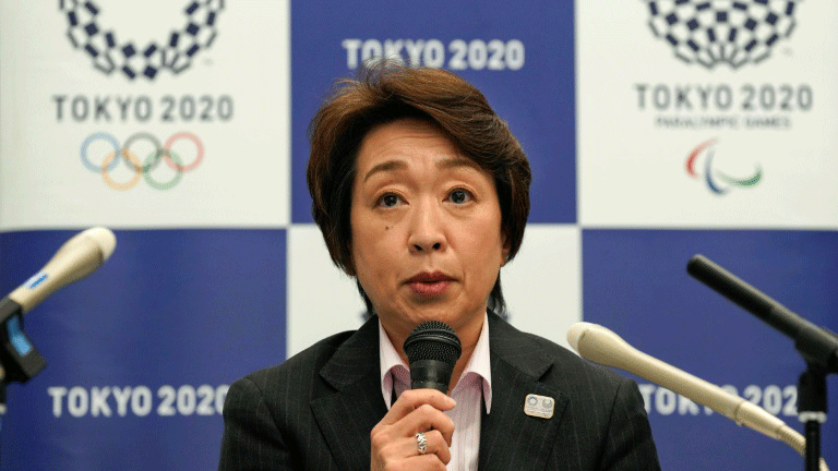 رئيسة اللجنة التنظيمية لأولمبياد طوكيو سيكو هاشيموتو خلال مؤتمر صحافي في 3 آذار/مارس 2021 في العاصمة اليابانية