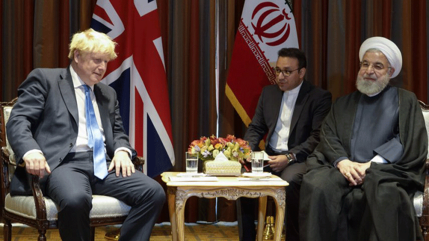 جانب من لقاء روحاني وجونسون في نيويورك العام 2019 
