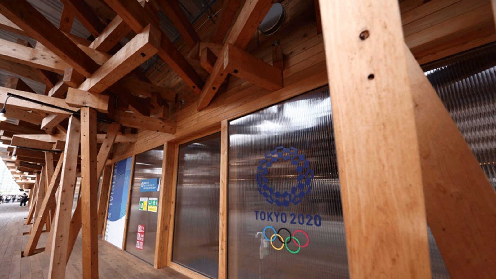 القرية الاولمبية الخاصة باولمبياد طوكيو خلال زيارة لوسائل الإعلام في 20 حزيران/يونيو 2021.