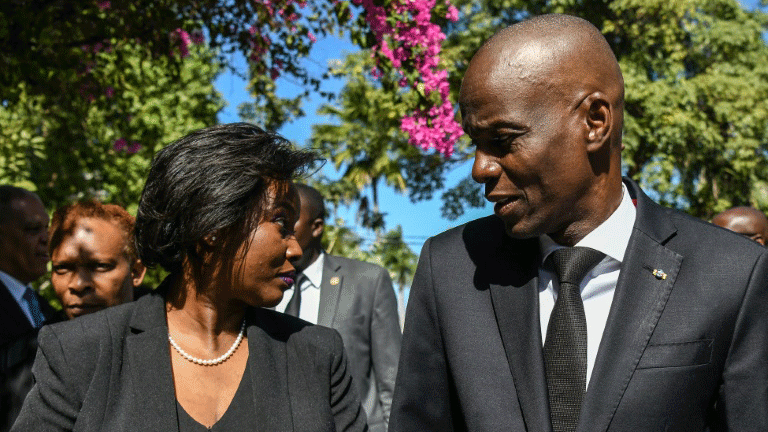 رئيس هايتي المغدور جوفينيل مويز وزوجته مارتين مويز في العاصمة بورت أو برنس في 12 كانون الثاني/يناير 2020