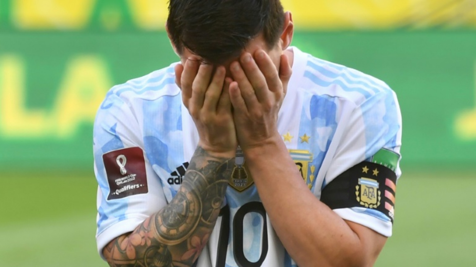 لقطة للنجم الأرجنتيني ليونيل ميسي قبل مواجهة البرازيل في تصفيات كأس العالم 2022. بتاريخ 5 أيلول/ سبتمبر 2021