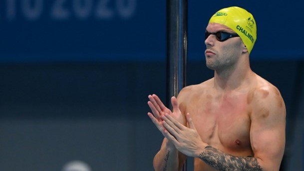 الاسترالي كايل تشالمرز قبيل مشاركته في نهائي سباق 100 م حرة خلال اولمبياد طوكيو، طوكيو في 29 تموز/يوليو 2021