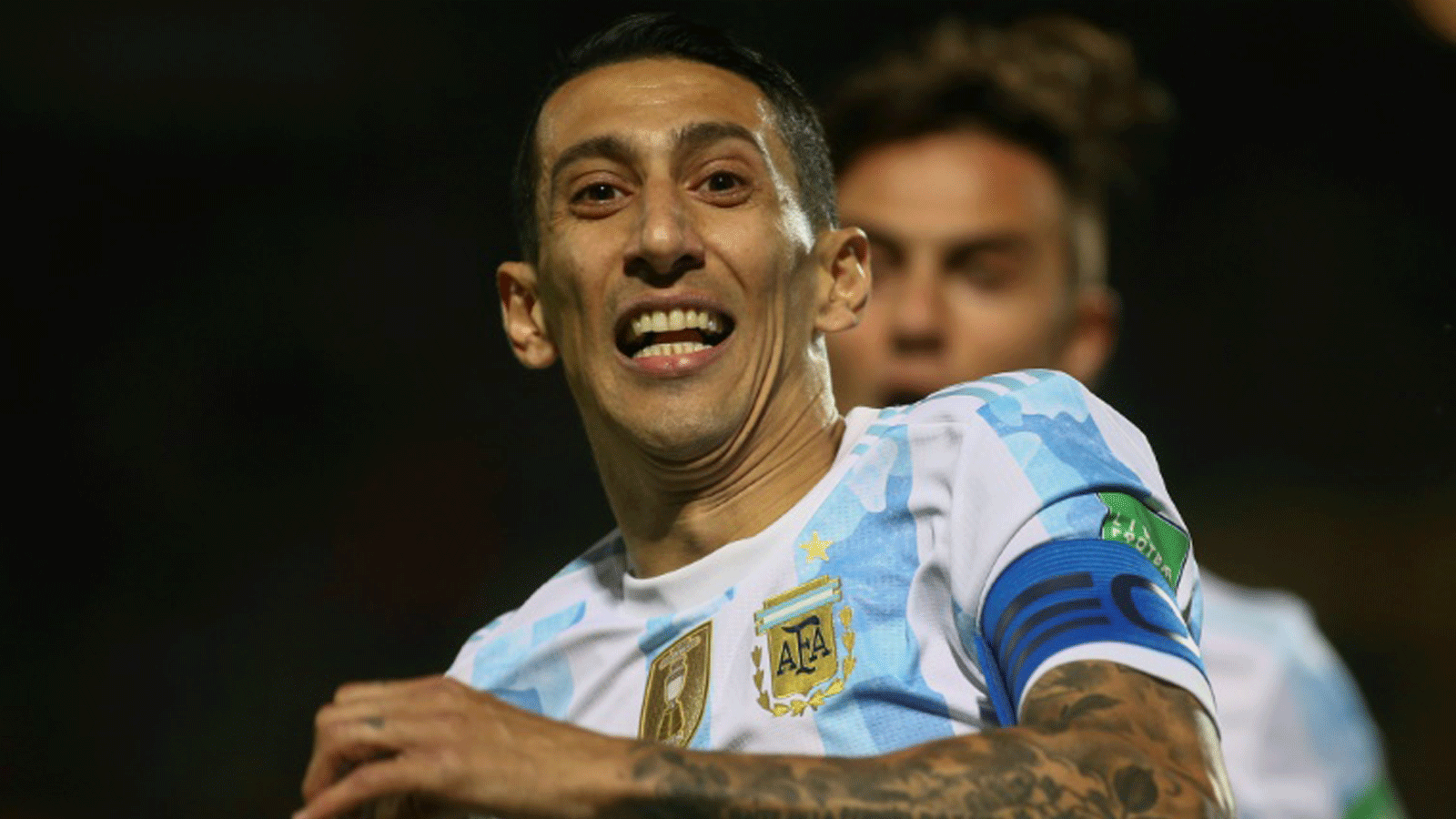 الأرجنتيني أنخل دي ماريا يحتفل بعد تسجيله هدف الفوز على الأوروغواي