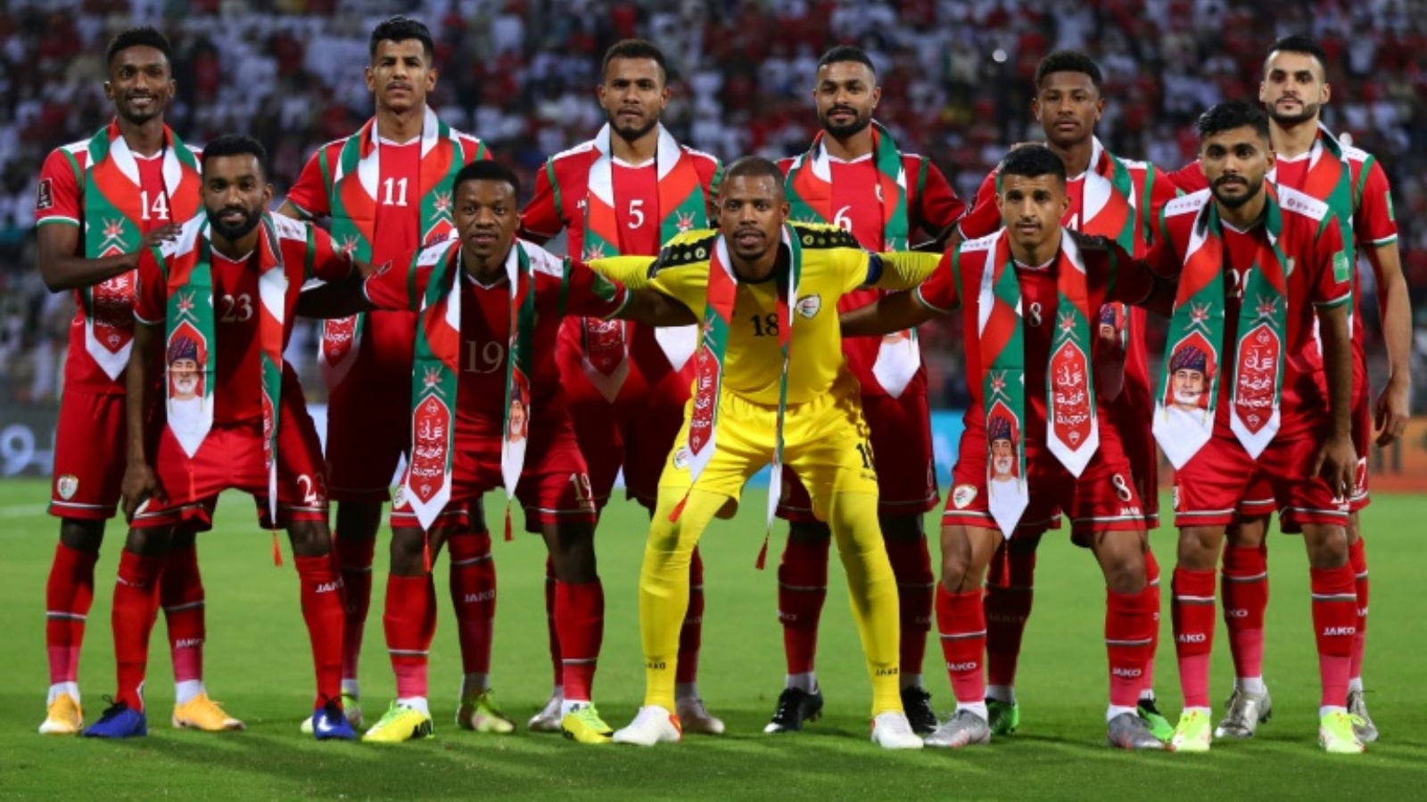 منتخب سلطنة عمان قبل مواجهة اليابان في تصفيات مونديال 2022 في مسقط يوم 16 تشرين الثاني/نوفمبر 2021