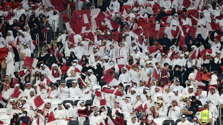 من مباراة قطر والإمارات في استاد البيت ضمن ربع نهائي كأس العرب 2021 في كرة القدم