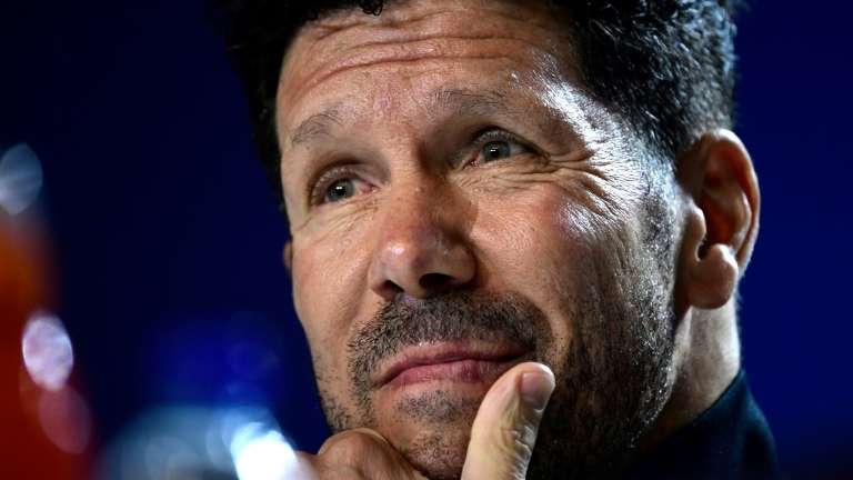 صورة أرشيفية للمدرب الارجنتيني دييغو سيميوني عشية لقاء فريقه اتلتيكو مدريد الاسباني مع ليفربول الانكليزي في دوري ابطال اوروبا، مدريد في 17 شباط/فبراير 2020