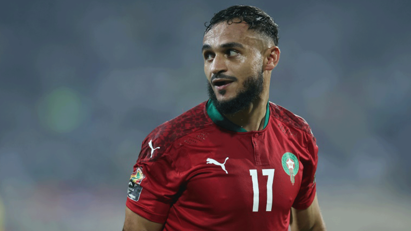 مهاجم المنتخب المغربي سفيان بوفال خلال المباراة ضد الغابون (2-2) في الجولة الثالثة الأخيرة من دور المجموعات في كاس الأمم الأفريقية في الكاميرون. 18 كانون الثاني/ يناير 2022