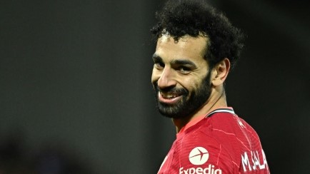 مهاجم ليفربول الدولي المصري محمد صلاح خلال المباراة ضد مانشستر يونايتد في الدوري الانكليزي في 19 نيسان/أبريل 2022.