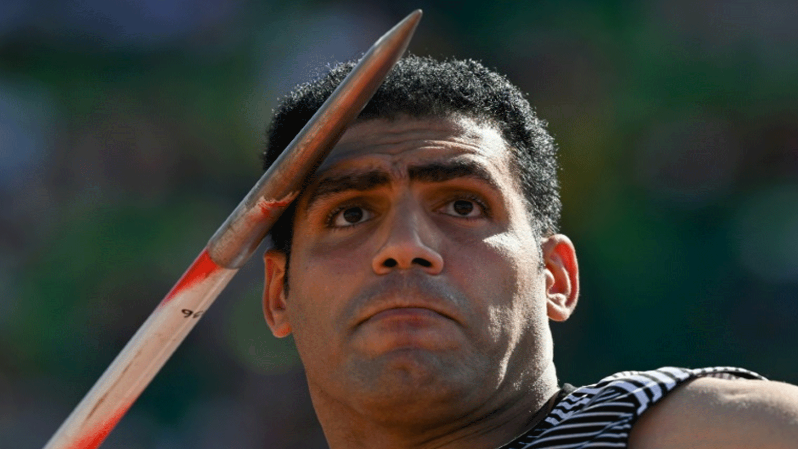 المصري ايهاب عبد الرحمن خلال مشاركته في تصفيات مسابقة رمي الرمح في مونديال يوجين لألعاب القوى في 21 تموز/يوليو 2022.