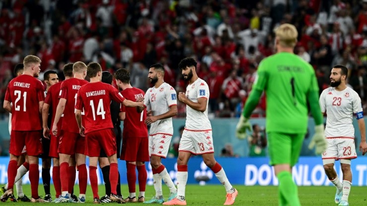نهاية مباراة تونس والدنمارك بالتعادل السلبي على استاد المدينة التعليمية، ضمن منافسات الجولة الأولى من المجموعة الرابعة لمونديال قطر في 22 تشرين الثاني/نوفمبر 2022