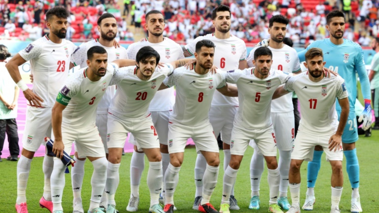 لاعبو إيران قبيل المباراة ضد ويلز في مونديال قطر 2022. الريان في 25 نوفمبر 2022