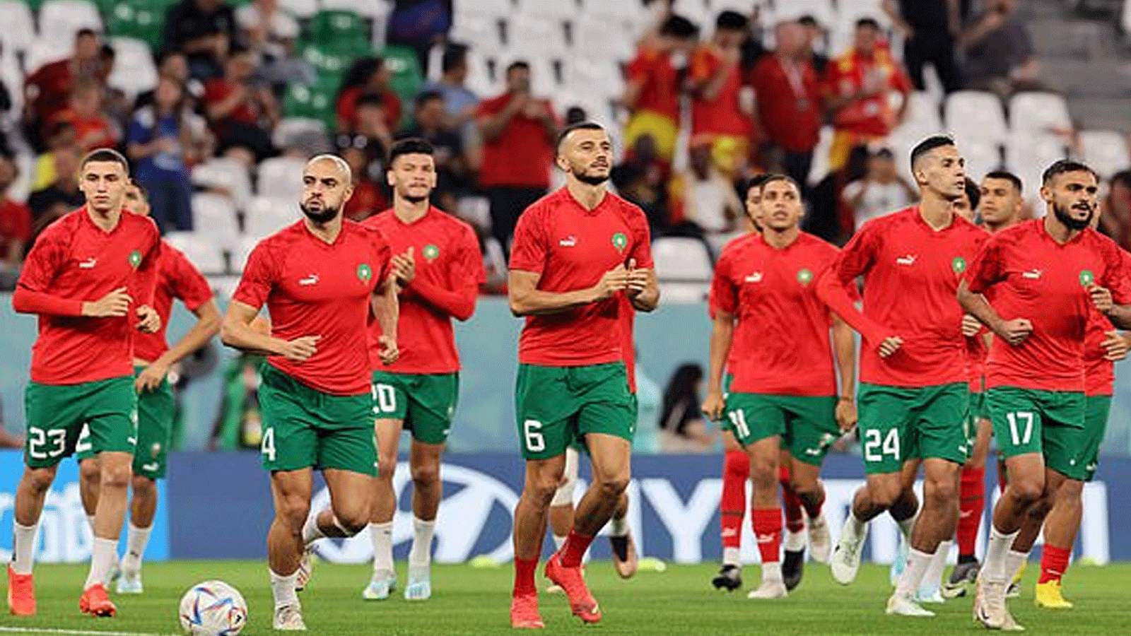 لاعبو منتخب المغرب المشاركين في مباراته ضد إسبانيا