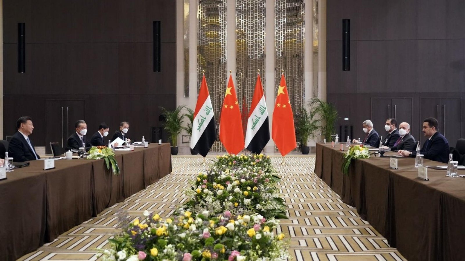 جلسة المباحثات الرسمية العراقية الصينية في الرياض الجمعة 9 ديسمبر 2022 برئاسة السوداني وبينغ (مكتب السوداني)
