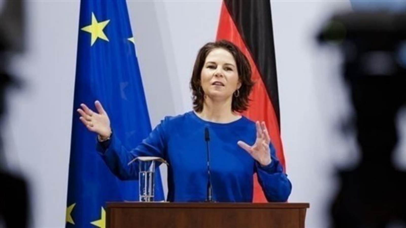 وزيرة الخارجية الألمانية آنالينا بيربوغ بدأت الثلاثاء 7 مارس 2023 زيارة رسمية الى العراق لبحث الاستثمار والطاقة ومواجهة الارهاب (مكتبها)