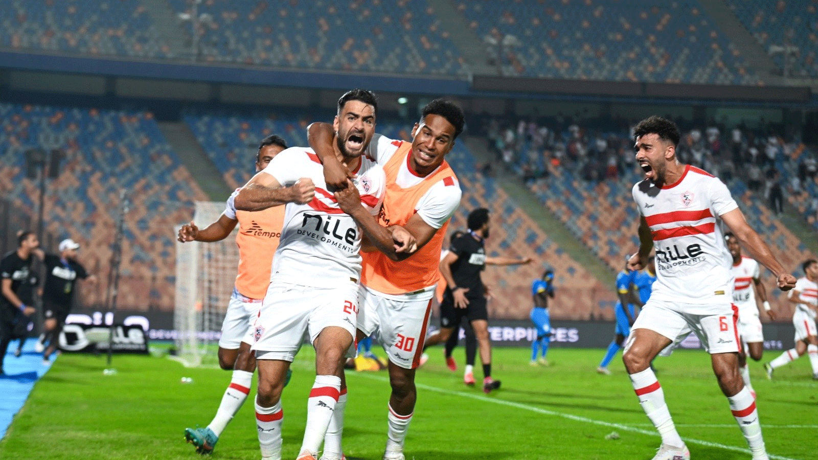 صورة للاعبي الزمالك وهم يحتفلون بفوزهم من صفحة النادي على منصة x