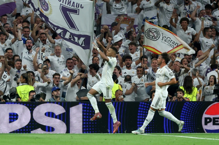 سجّل الفرنسي كيليان مبابي هدفين بمواجهة مرسيليا الفرنسي في افتتاح دوري أبطال أوروبا لكرة القدم الثلاثاء في 16 أيلول/سبتمبر 2025