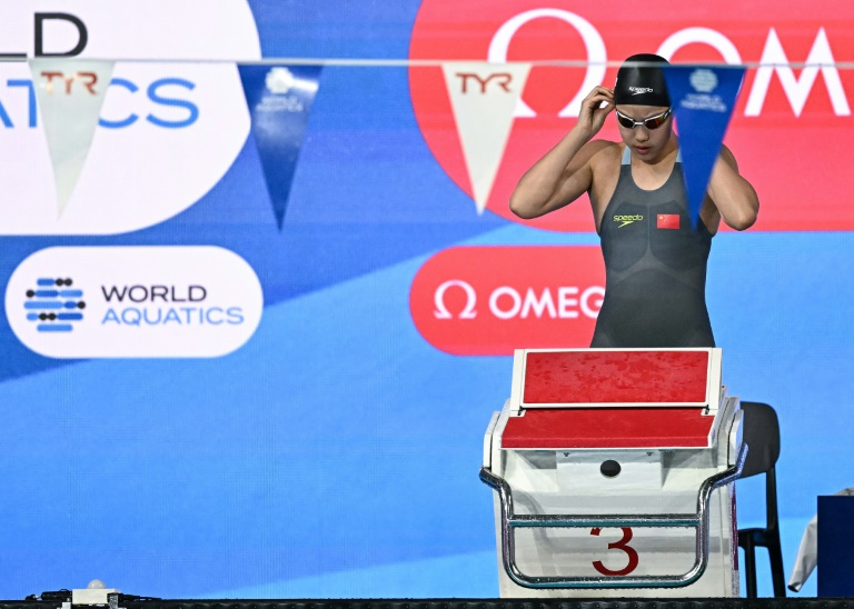 الصينية يو زيدي خلال منافسات بطولة العالم للألعاب المائية في سنغافورة، في 3 آب/أغسطس 2025