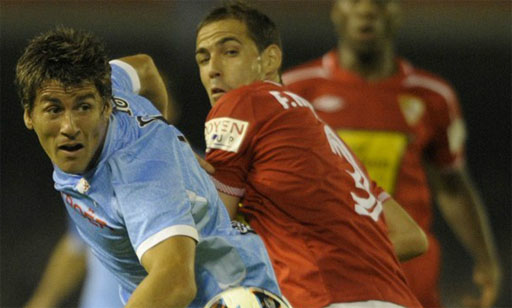 Bayern Munich's Mandzukic celebrates after scoring with team mates Shaqiri Mueller and Ribery during German Bundesliga first division soccer match against Werder Bremen in Bremen