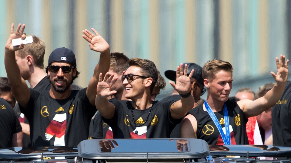 Real Madrid's players celebrate after team mate Ronaldo scored a penalty against Atletico Madrid during their Champions League final soccer match at the Luz Stadium in Lisbon