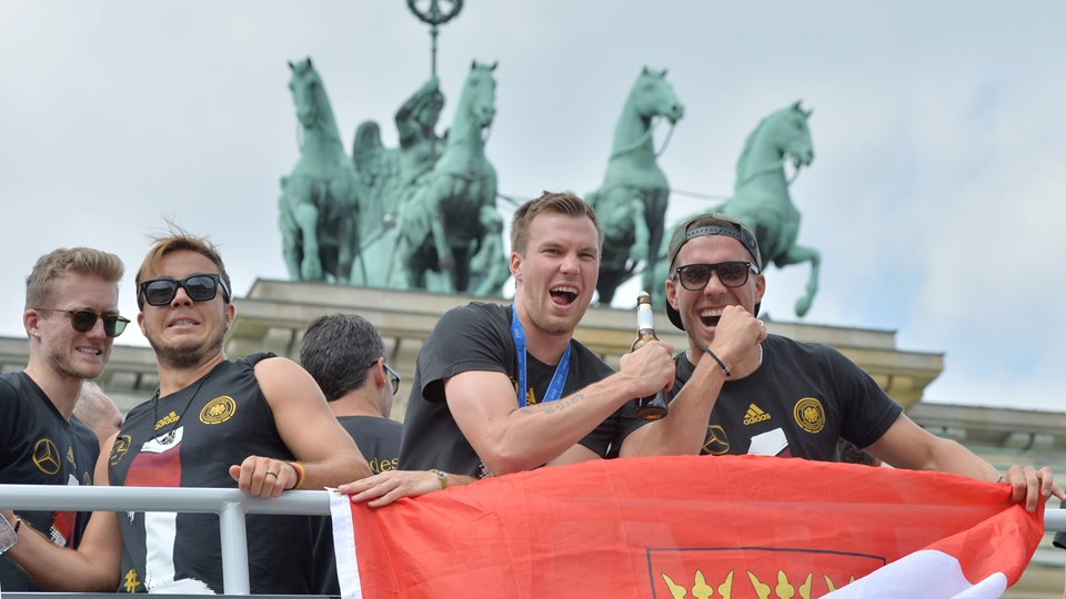 Real Madrid's players celebrate after team mate Ronaldo scored a penalty against Atletico Madrid during their Champions League final soccer match at the Luz Stadium in Lisbon