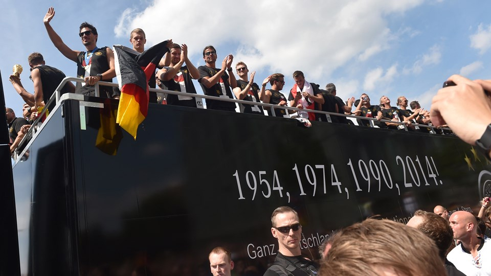 Real Madrid's players celebrate after team mate Ronaldo scored a penalty against Atletico Madrid during their Champions League final soccer match at the Luz Stadium in Lisbon