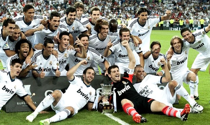 Real Madrid's Ronaldo reacts after they won their Spanish Super Cup second leg soccer match against Barcelona at Santiago Bernabeu stadium in Madrid