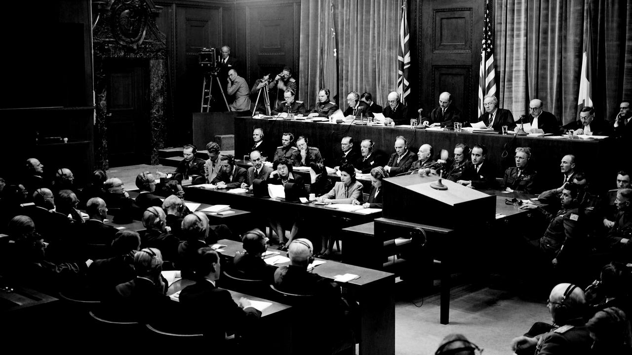 قاعة المحاكمات في نورمبرغ في أيلول/سبتمبر 1946