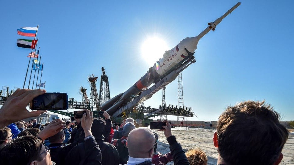 صورة من الرشيف لصاروخ سويوز الفضائي الروسي تعود إلى 19 سبتمبر 2019